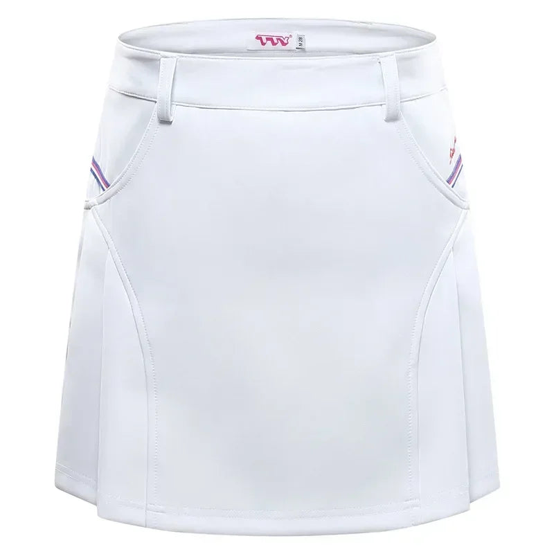 TTYGJ Women Pleated Golf Skirt High Waist Slim Tennis Skirt Breathable Outdoors Running Fitness Skorts  Built Safety Shorts