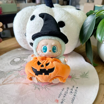 Labubu I II Dolls Cool Clothes Halloween Pumpkin Accessories With Hat Korea Kpop Exo Clothing Plush Doll'S Clothes DIY Gifts