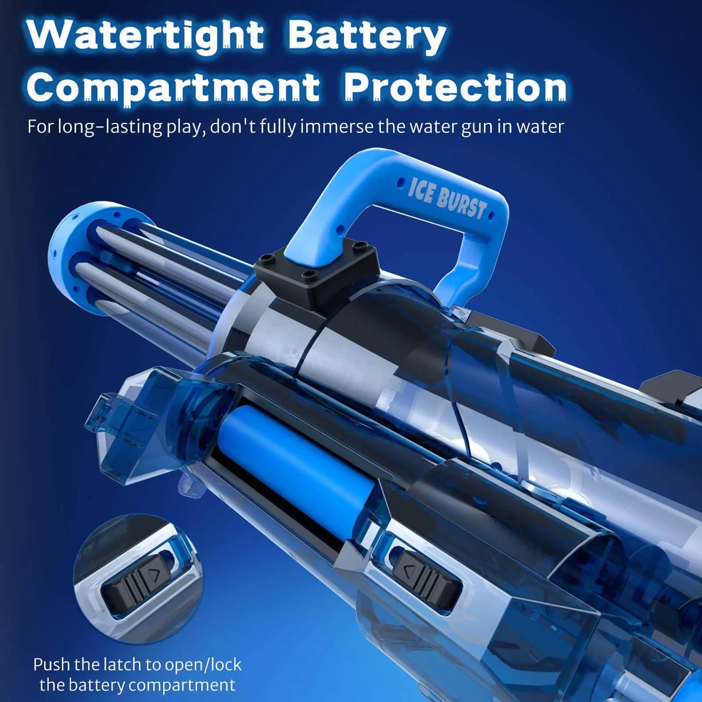Strongest Gatling Electric Water Gun Toy With Light Continuous Shooting Water Gun Summer Beach Pool Battle Toys for Boy Adult