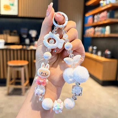 New Christmas Labubu Kawaii Particles Keychain Bag Cell Phone Charm Key Chain Christmas Gift