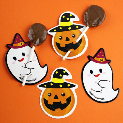 50Pcs Halloween Candy Box Lollipop Packing Card Pumpkin Ghost Card For Diy Halloween Party Decoration Favors Halloween 2024