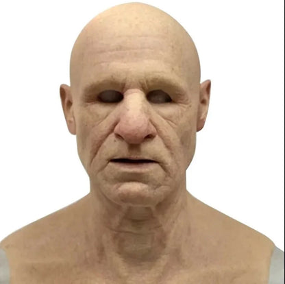 American TV Series Deadly Poison Master Old White Mask Bald Old Man Latex Head Cover Halloween Cosplay Funny Prop