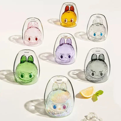 In-Stock Blind Box Labubu the Monsters Cheers Double Layered Glass Cup Cute Water Cup Handmade Decoration Model Birthday Gift