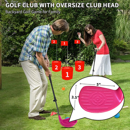 Golf Club With Oversize Club Head to Play Backyard Golf Game Outdoor Hit Plastic or Foam Golf Balls in Grass, Parks, Yards Pink