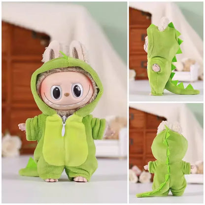 Dragon Animal Monster Onesie for Labubu V3 V2 V1 Baby Clothes Dinosaur Costume for Ropa Labubu Outfits