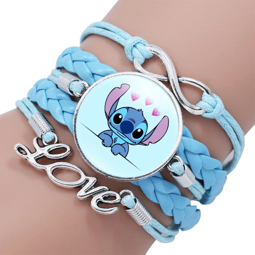Disney Stitch Bracelet Cartoon Lilo & Stitch Anime Figures Print Cute Wristand Present Kids Toys Girls Christmas Party Gift Toy