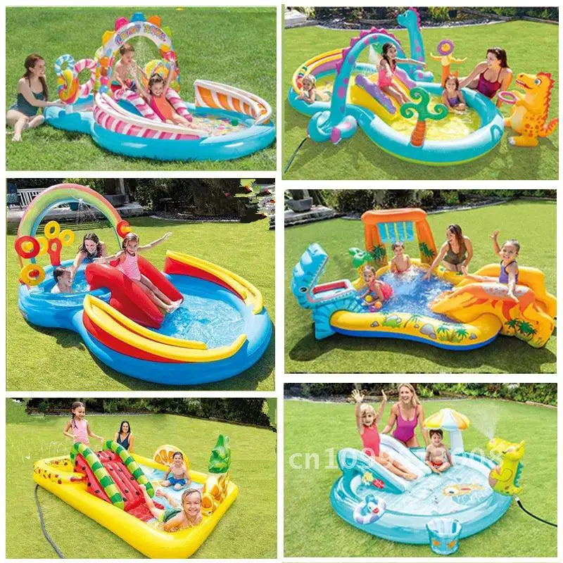 Swimming Children's Inflatable Big Pool Floats Slide Dinosaur Castle Pools Summer Play Piscina Water Toys Games Kids for Baby