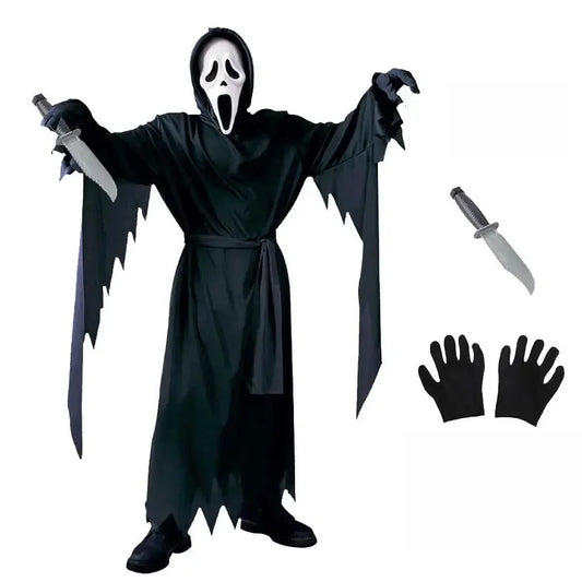 Kids Adults Mother Father Scream Costume Children Fancy Dress Halloween Carnival Party Horror Death Ghostface Costume Boys Teens