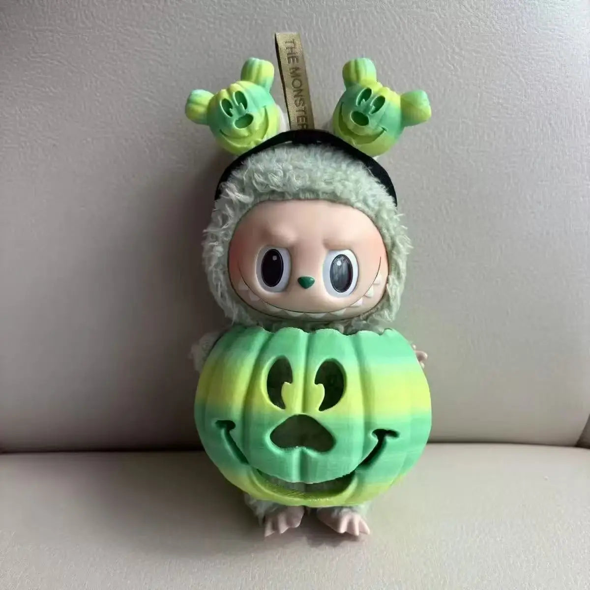 Kawaii 15cm Labubu Doll Clothes – Halloween Pumpkin Dress With Adorable Hand-Carved Headband Cosplay Outfit Gift Accessories