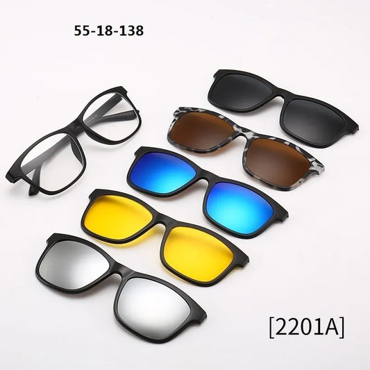 6 in 1 Custom Men Women Polarized Optical Magnetic Sunglasse Magnet Clip on Sunglasses Polarization Clip on Sun Glasses Frame
