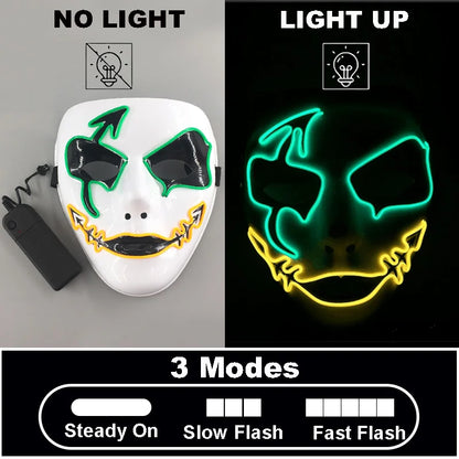 Shuffle Dance Mask Luminous Purge Mask Demon Slayer Glowing Masquerade Cosplay Mask for Halloween Horror Haunted House Props