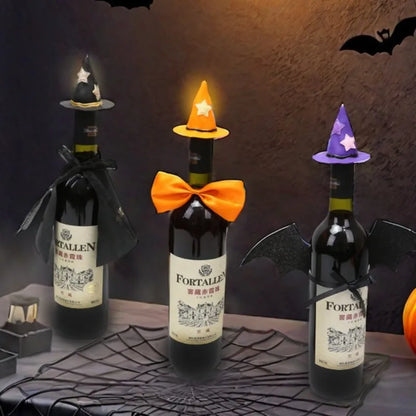 Halloween Mini Witch Hat Bottle Decoration Halloween Party Wine Bottle Hat Happy Halloween Day 2025 Home Dinner Table Supplies