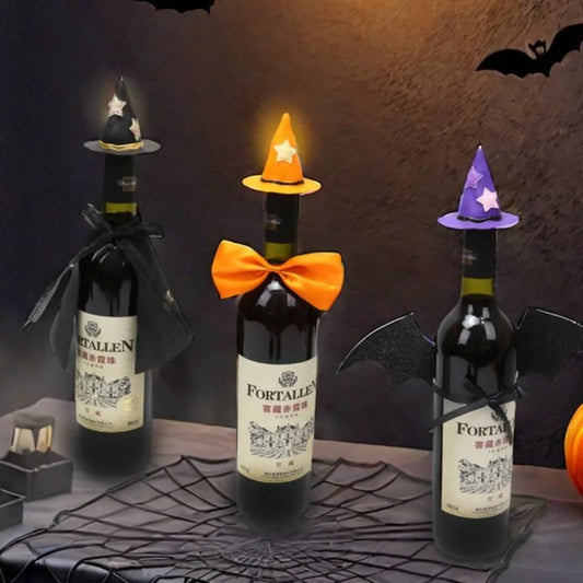 Halloween Mini Witch Hat Bottle Decoration Halloween Party Wine Bottle Hat Happy Halloween Day 2025 Home Dinner Table Supplies