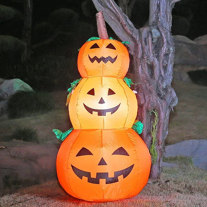 120cm LED Glow Lanterns Halloween Inflatable Pumpkin Model Decorate Inflating Orange Adornment Outdoor Garden Holiday Decoration