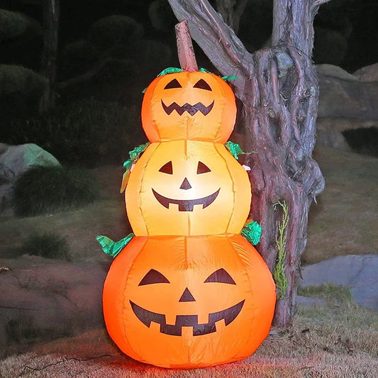 120cm LED Glow Lanterns Halloween Inflatable Pumpkin Model Decorate Inflating Orange Adornment Outdoor Garden Holiday Decoration