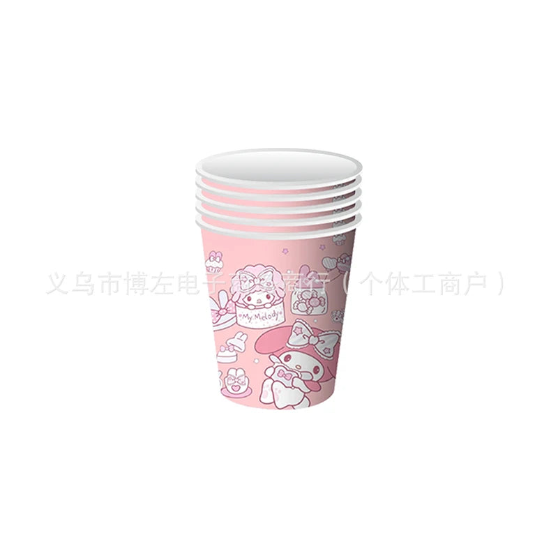 Sanrio Melody Theme Children'S Birthday Party Decoration Flag Streamer Disposable Meal Girl Dinner Party Set Plate Tablecloth