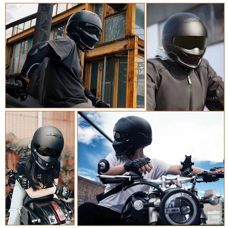 Scorpion Helmet Sunscreen Retro Motorcycle Full Helmet Men  Women Detachable Face Mask Combination Helmets Summer Safety Helmet