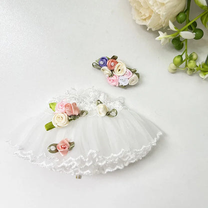17cm Cute Mini Plush Doll'S Clothes Outfit Accessories for Labubu II Idol Dolls Flower Fairy Wedding Dress Clothing DIY Kid Gift