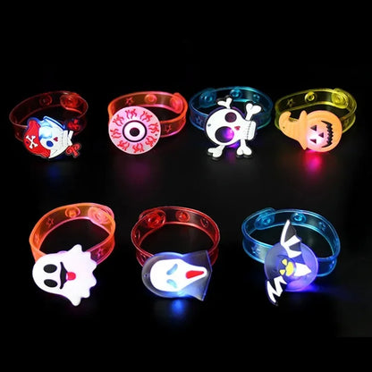 Halloween LED Light Up Bracelet Flashing Skeleton Bat Pumpkin Wristband Party Decoration Glowing Costume Accessory for Kid Adult