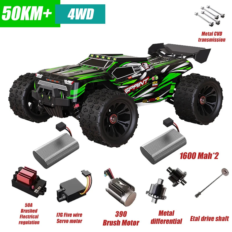 Rc Car Off Road 4x4 High Speed 80km/H Remote Control Car With LED Headlight Brushless 4WD 1/14 Monster Truck Toys for Boys Gift