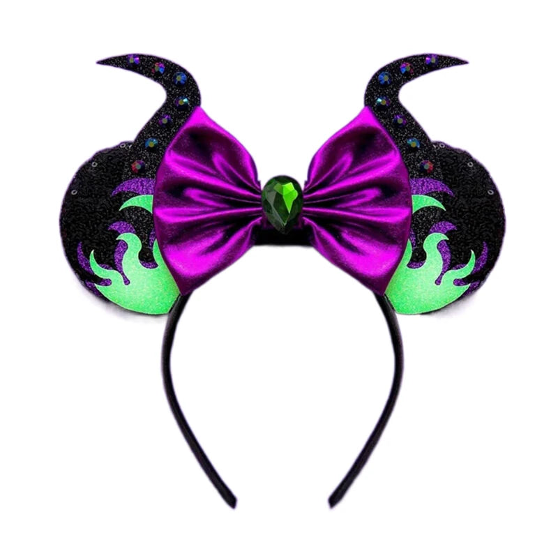 2024 New Design Pattern Mickey Mouse Ears Hairband Sequin Bows Girl Adult Kids Halloween Party Cosplay Hair Accessories