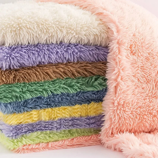 Soft Fluffy Faux Plush Fabric by the Meter for Cats Upholstery Carpets Dolls Diy Toy Sewing PV Fluff Cloth Thickened Beige Pink