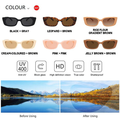 Retro Cat Eye Rectangle Sunglasses Women 2025 Trendy Vintage Designer v Sun Glasses  Eyewear Woman UV400 Lentes De Sol Mujer