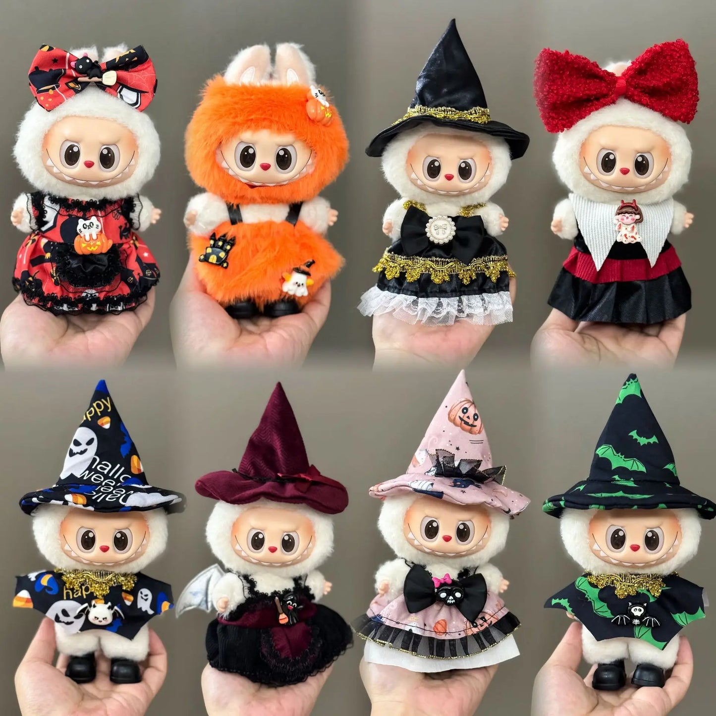 17cm Labubu Outfit Halloween Sets Carnival Party Cloak Pumpkin Costume Clothes for Labubu No Shoes