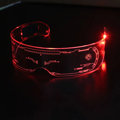 Sense of Future Science Technology LED Luminous Glasses Ins Popular Punk Goggles Party Christmas Colorful Light Shades Decor