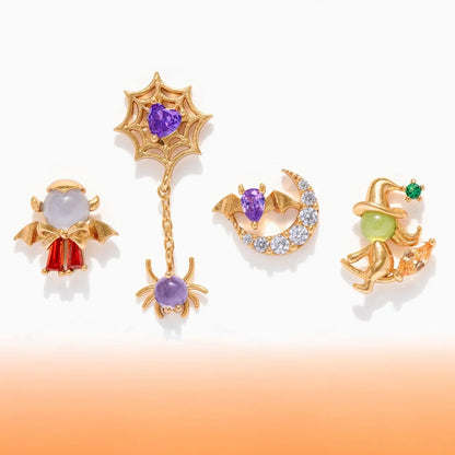 New Halloween Gothic Cute Oil Drip Pumpkin Ghost Skull Stud Earrings for Women Fashion Jewelry Gift Wholesale