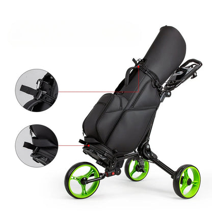 PLAYEAGLE 2024 Folding Golf Push Pull Cart Upgrade Widened Wheels Portable Golf Bag Cart With Umbrella Holder