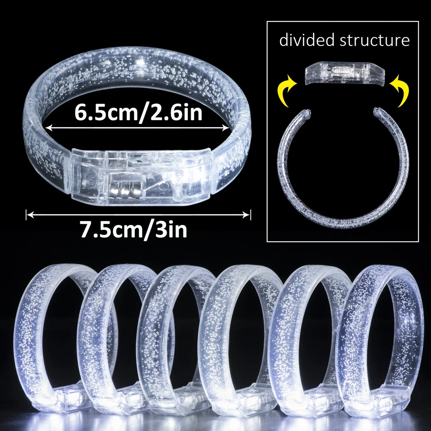 White Wedding Mix Sets LED Light Up Glasses Glow Bracelets and Flashing Bumpy Rings Wedding Party Favors Supplies