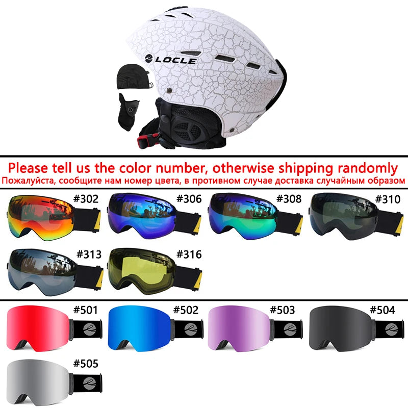 LOCLE Men Skiing Helmet Women Children Boys Girls Ski Helmet Skating Skateboard Snowmobile Motorcycle Helmets Size 52-64cm