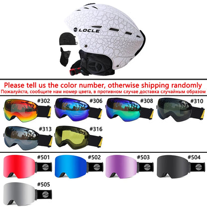 LOCLE Men Skiing Helmet Women Children Boys Girls Ski Helmet Skating Skateboard Snowmobile Motorcycle Helmets Size 52-64cm