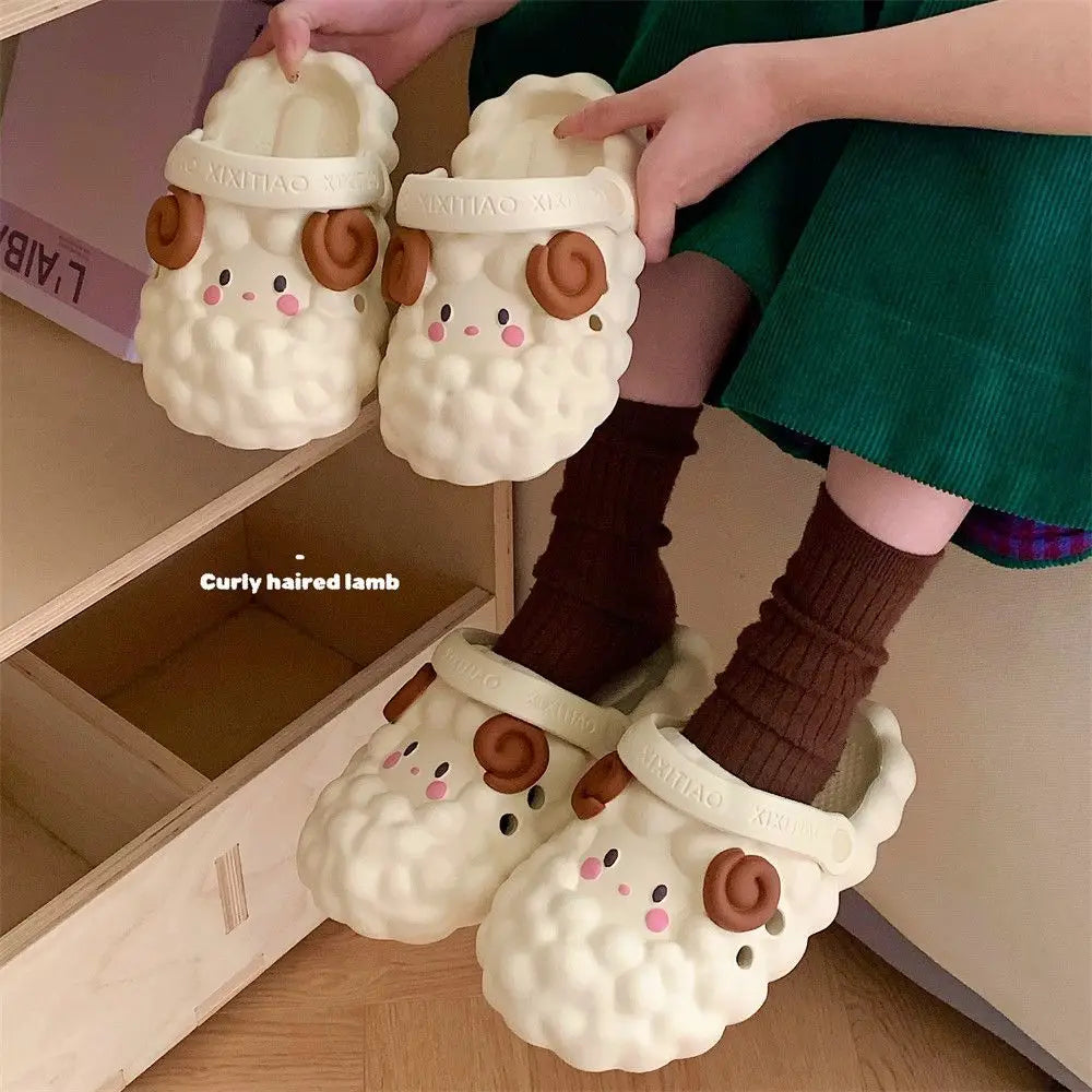 Parent Child Cute Lamb Slipper Shoes for Boys and Girls Eva Slippers Beach Children Sandals Summer Slides Shoes