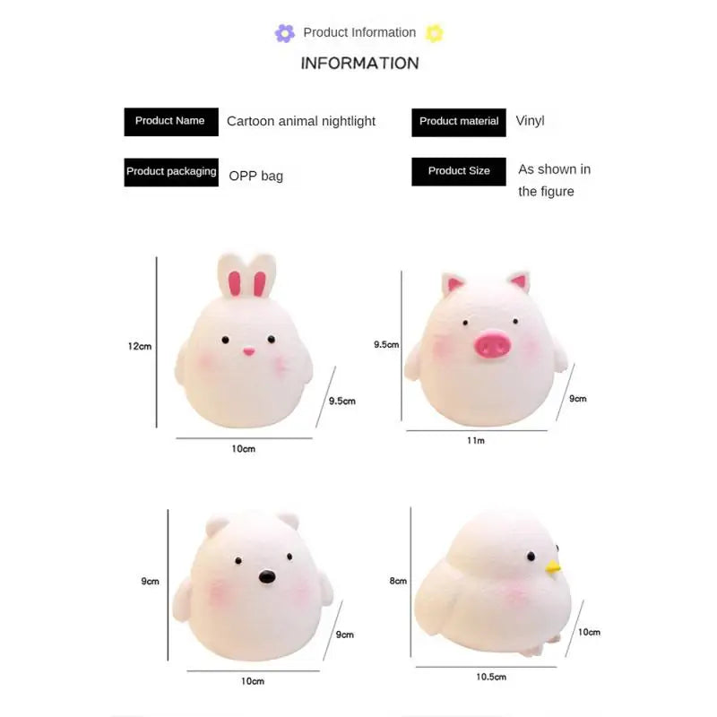 Soft Silicone LED Night Lights Christmas Gift USB Rechargeable Children Baby Kids Night Lamp Creative Cartoon Room Decor Light