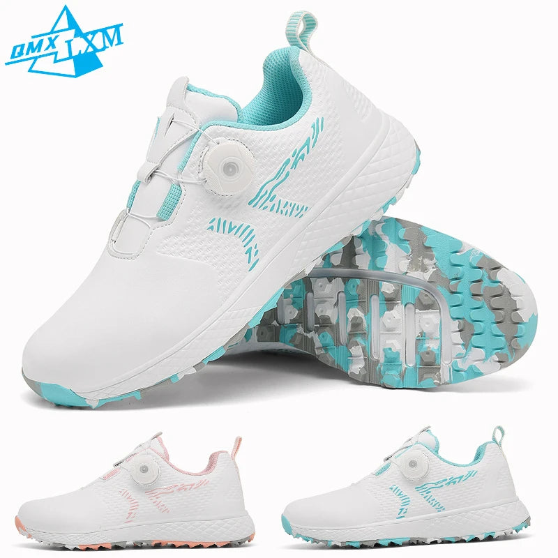 LiXingMing Golf Shoes Women Pink Professional Water Proof Spikeless Golf Sport Shoes Outdoor Training Golf Walking Sneakers