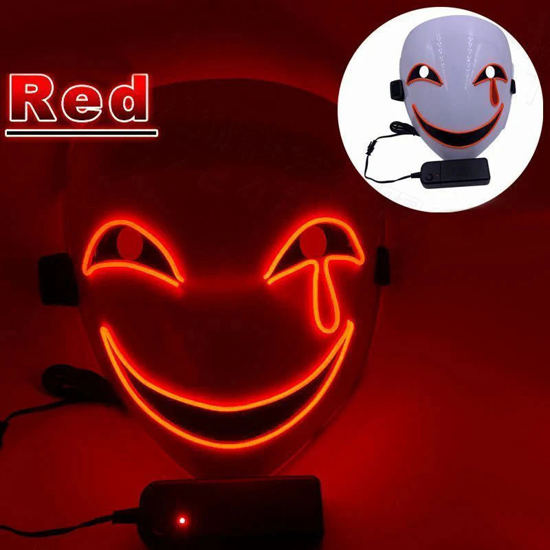 Weird LED Halloween Clown Luminous Mask, Full Color Selection, Crying and Smiling Clown, Weird and Scary, Group Costume