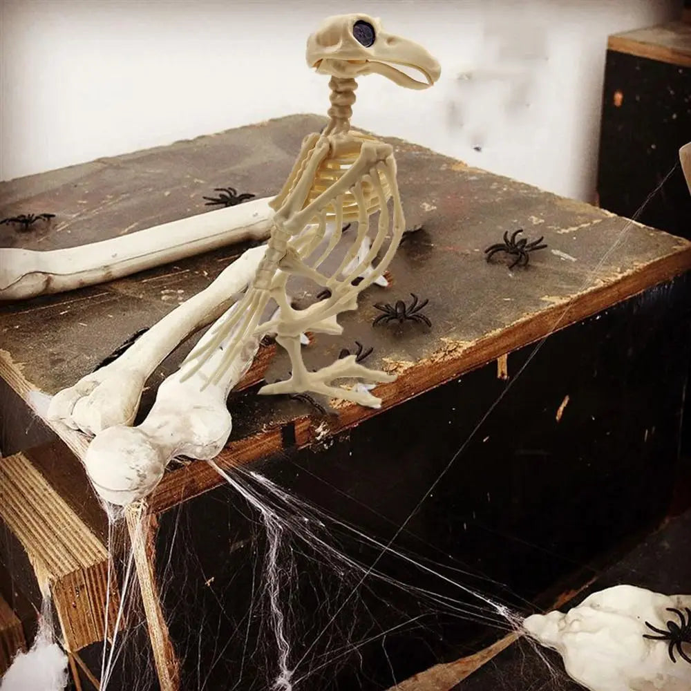 Crazy Bone Skeleton Raven Plastic Animal Skeleton Bones Horror Halloween Party Prop Decoration Bird Crow Skeleton Decoration