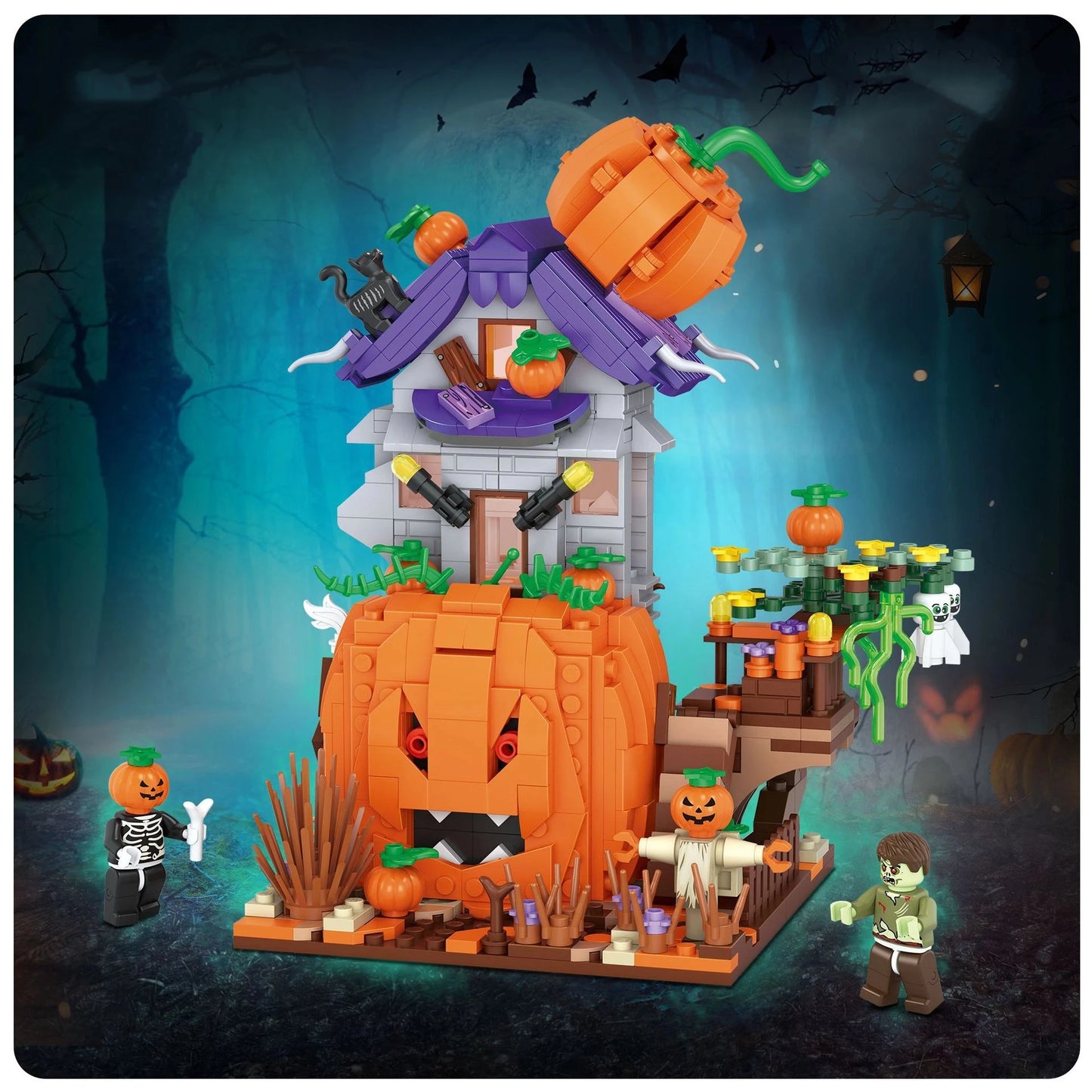 Halloween Creative Building Blocks Set MOC Halloween Hut Pumpkin Lantern Pumpkin House Decoration Assemble Bricks Kit Toys Gifts
