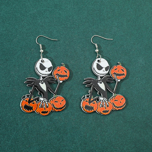 1pair Disney the Nightmare Before Christmas Earrings Jack Skellington Ear Studs for Girls Jewelry Accessories Halloween Gifts