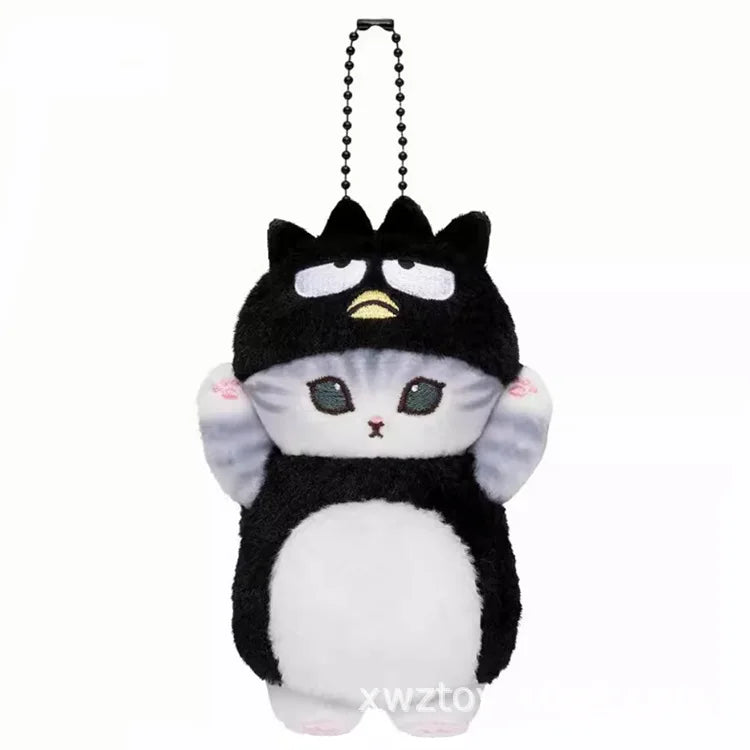 Kawaii Sanrio Plush Keychain Pendant Cartoon Mofusand Shark Cat Cross-Dressing Hello Kitty Kuromi Doll Stuff Backpack Decor Toys