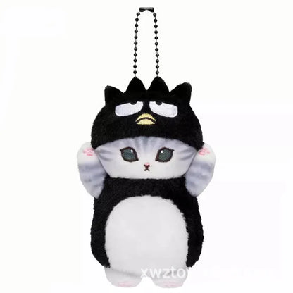 Kawaii Sanrio Plush Keychain Pendant Cartoon Mofusand Shark Cat Cross-Dressing Hello Kitty Kuromi Doll Stuff Backpack Decor Toys