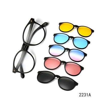 6 in 1 Custom Men Women Polarized Optical Magnetic Sunglasse Magnet Clip on Sunglasses Polarization Clip on Sun Glasses Frame