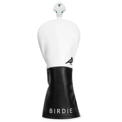 White Premium Leather Birdie Golf Head Cover Elegant EmbroideryHigh Quality Golf Club Driver Head Covers Fariway Wood CoversHybr