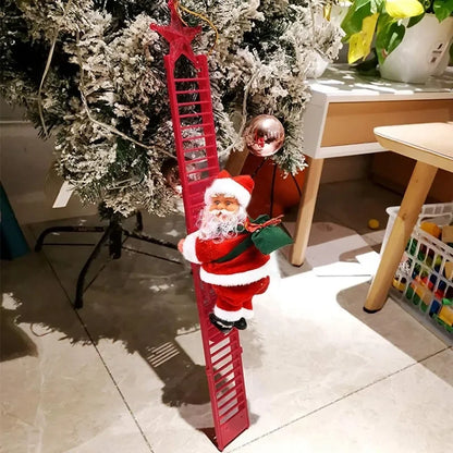 Electric Ladder Climbing Santa Claus Christmas Decoration Beads Figure Holiday Gift for Kids Outdoor Courtyard Store Party Decor