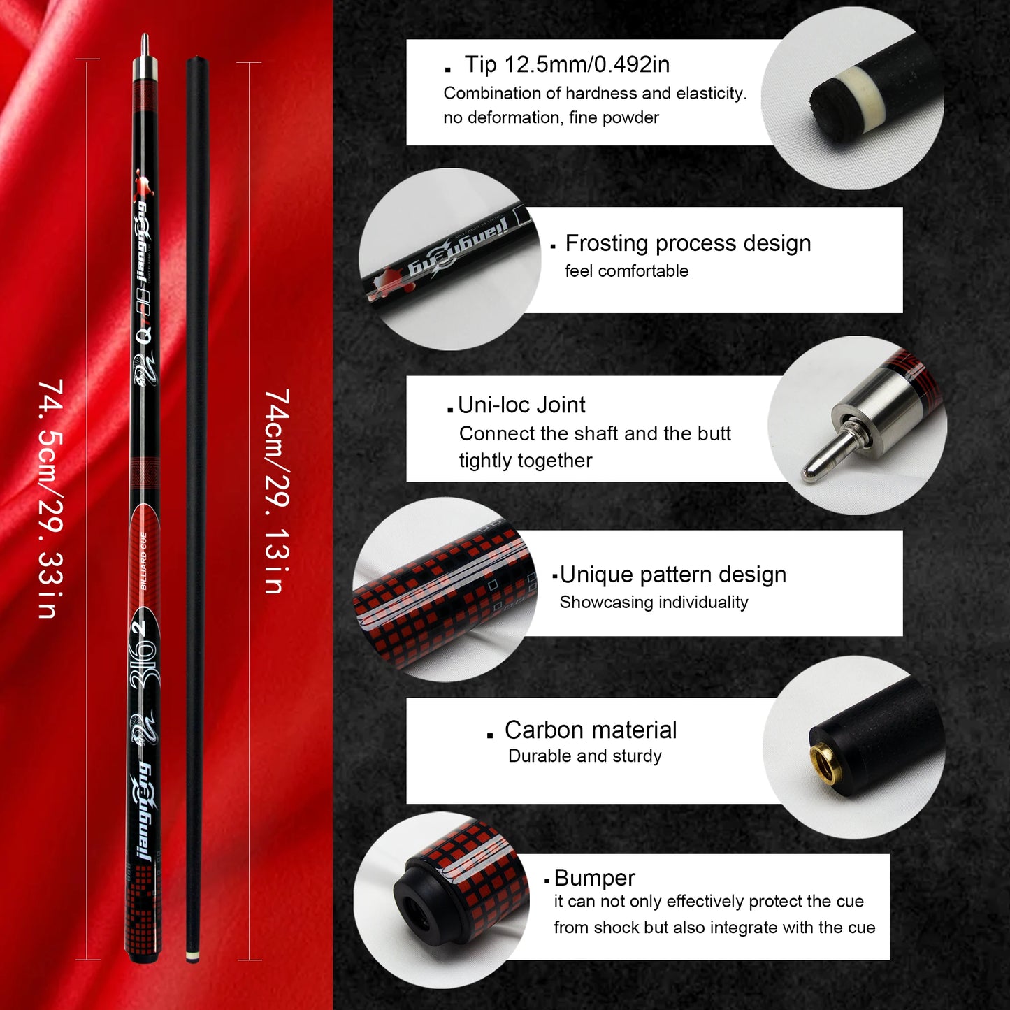 Professional Carbon Fiber Cue Stick - 13MM Break/Jump Billiard Cue, Durable & Precision Shot, Premium Pool Accessories
