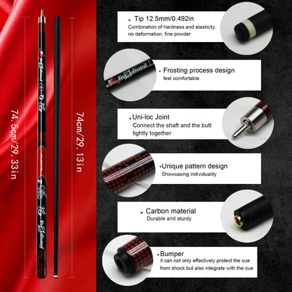 Professional Carbon Fiber Cue Stick - 13MM Break/Jump Billiard Cue, Durable & Precision Shot, Premium Pool Accessories