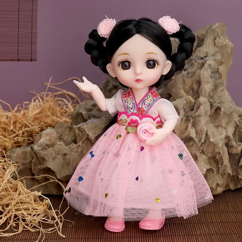 New 16 Cm BJD Mini Doll 13 Movable Joint Girl Baby 3D Big Eyes Beautiful DIY Toy Doll With Clothes Dress Up 1/12 Fashion Doll