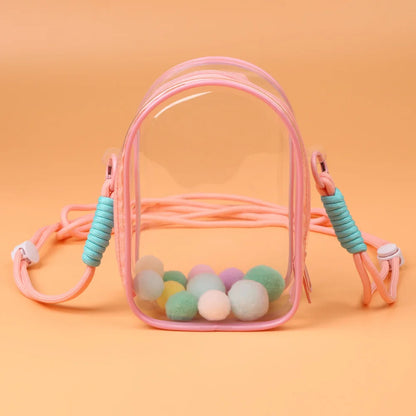 For 15cm Labubu V2 Sitting Party Cotton Doll Crossbody Pain Bag Pvc Storage Bag Hairball Dolls Display Bag (No Dolls)